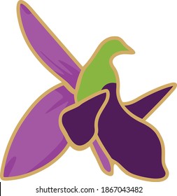 Karabakh pin icon kharibulbul flower symbol of Shusha and victory green purple vector