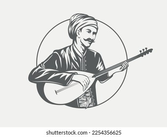 Karacaoglan musician logo design illustration illustration