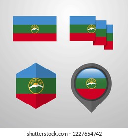 Karachay Chekessia flag design set vector