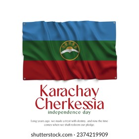 Karachay Cherkessia Flag, Celebrating Independence Day. Abstract waving flag on white background Country Flag.