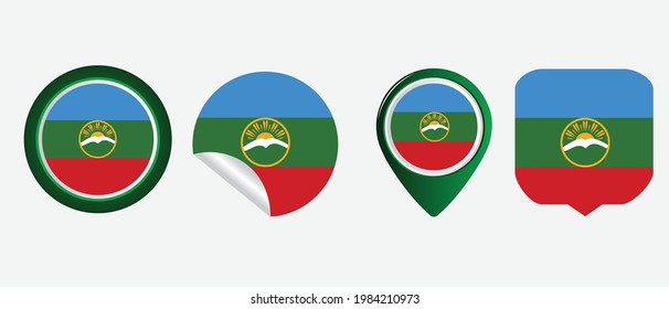 bandera de karachay cherkessia. ilustración vectorial de símbolo de icono plano