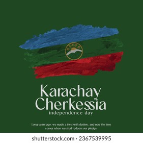 Karachay Cherkessia Flag Made of Glitter Sparkle Brush Paint Vector, Celebrating Karachay Cherkessia Independence Day.