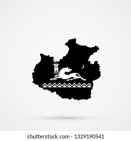 Karachay-Cherkess Republic map in Avars ethnic flag colors, editable vector.