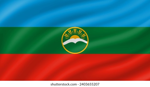 Karachay-Cherkessia flag waving. Background. Vector