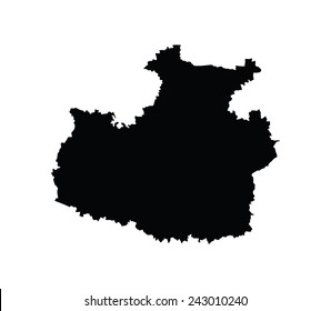 Karachay-Cherkessia map silhouette vector isolated on white background. High detailed illustration. Russia oblast map illustration. 