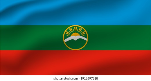 Karachay-Cherkessia waving flag vector editable