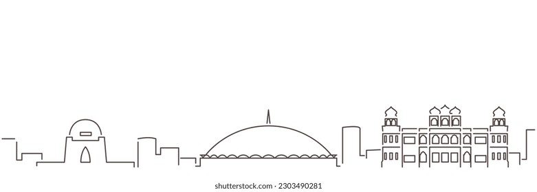 Karachi Dark Line Simple Minimalist Skyline With White Background