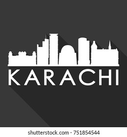 Karachi Flat Icon Skyline Silhouette Design City Vector Art Famous Buildings.