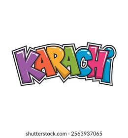 Karachi in Graffiti style type lettering for poster cover print clothes pin patch sticker. vector illustration 