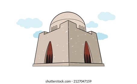 Karachi Mazar e Quaid Monument Landmark - Vector illustration
