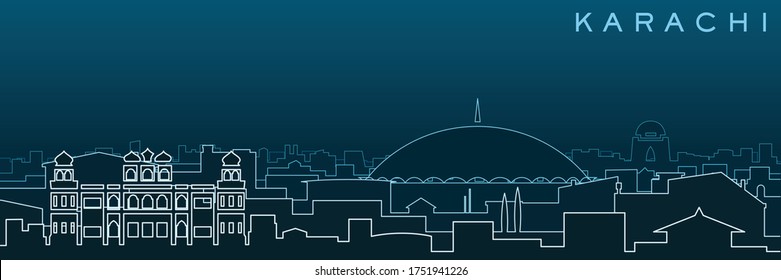 Karachi Multiple Lines Skyline and Landmarks