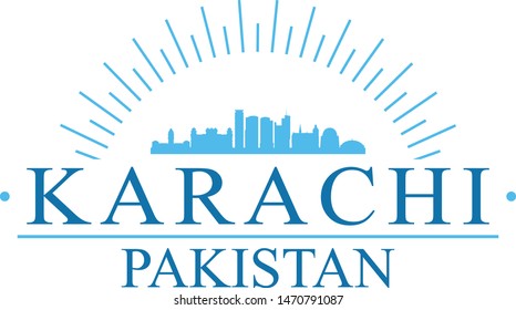 Karachi Pakistan City. Banner Design. City Skyline. Silhouette Vector. Famous Monuments.