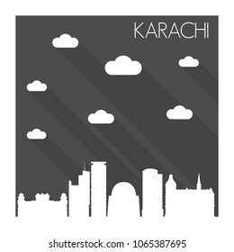 Karachi Pakistan Skyline City Flat Silhouette Design Background