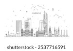 Karachi skyline cityscape illustration. Outline Karachi Skyline