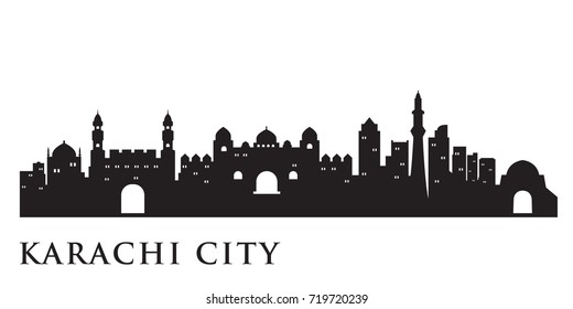 Karachi Skyline Silhouette Skyline  Vector City Design