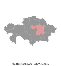Karaganda region map, administrative division of Kazakhstan. Vector illustration.