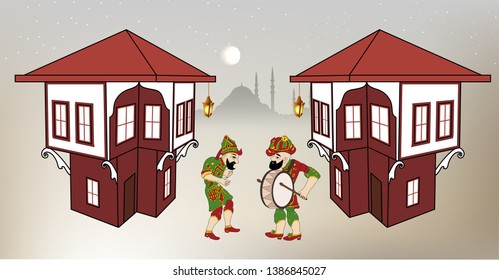 Karagoz and hacivat, ramadan drummer, ramadan, shadow game, islamic, ramadan kareem, gölge oyunu, puppet, ramadan mubarak, osmanlı, drummer, drum, Ramazan Davulcusu, Ottoman, playing drum, muslim