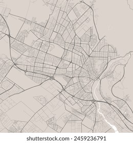 Karaj map, Iran. Vector city streetmap, municipal area.