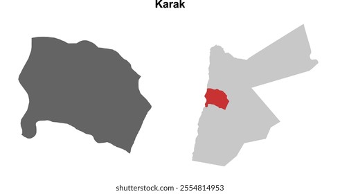 Karak governorate blank outline map set