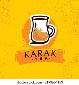 Karak Milk Chai Illustration On Organic Background. Spicy Hot Tea Design Element Vector Design	