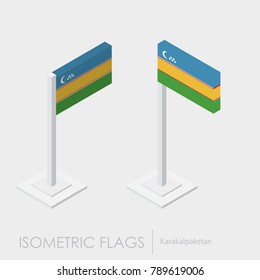 Karakalpakstan flag 3d isometric style