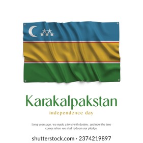 Karakalpakstan Flag, Celebrating Independence Day. Abstract waving flag on white background Country Flag.