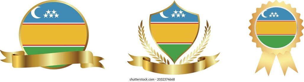 karakalpakstan flags. Symbols of countries map