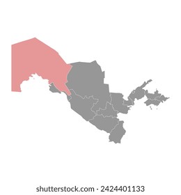 Karakalpakstan map, autonomous republic of Uzbekistan. Vector illustration.