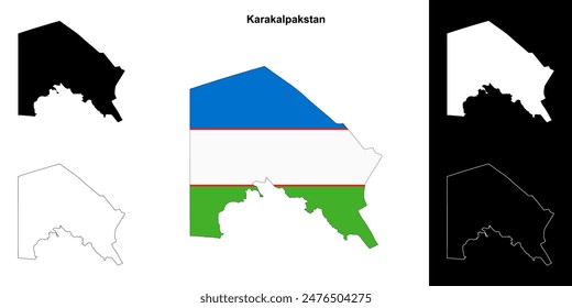 Karakalpakstan region outline map set