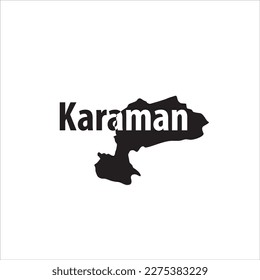 Karaman map and black lettering design on white background