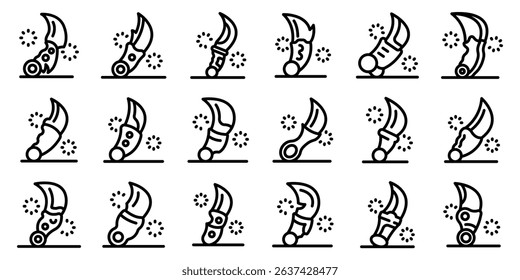  Karambit icons set. Karambit icons set featuring variations of the curved blade, ideal for illustrating self defense concepts or tactical gear