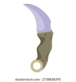 Karambit knife featuring a curved blade with a distinct upward pointing tip and a wooden handle, suitable for martial arts or combat scenarios