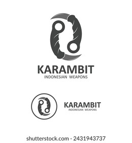 Karambit Messer Vektor-Logo, Indonesische traditionelle Waffen. Dieses Logo ist für Kampfsport, Schmiedekunst und Nahkampf geeignet