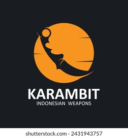 logotipo de cuchillo karambit vector, armas tradicionales indonesias. Este logotipo es adecuado para artes marciales, herrería y combate cuerpo a cuerpo