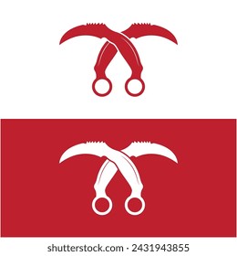 logotipo de cuchillo karambit vector, armas tradicionales indonesias. Este logotipo es adecuado para artes marciales, herrería y combate cuerpo a cuerpo