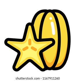 Karambola and half karambola vector illustration in line color design
