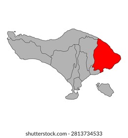 Karangasem of Bali regencies map symbol shape, travel web flat concept icon symbol vector .