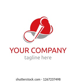 Karaoke bar logo template - icon of flat microphone shape and sample text -  vector emblem