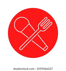 Karaoke bar, restaurant icon sticker emblem. Flat vector illustration isolated on white background.