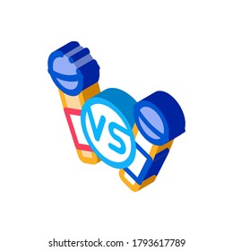 Vector del icono de la batalla de Karaoke. Señal de batalla de Karaoke isométrico. ilustración de símbolo aislado de color