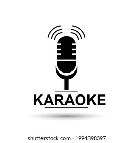 Karaoke black icon. Vector illustration of isolated microphone.