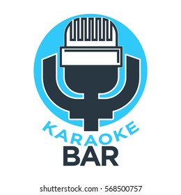 Karaoke club and bar vector labels or logotype design collection set. Vector Illustration. Isolated on white.