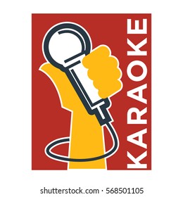 Karaoke club and bar vector labels or logotype design collection set. Vector Illustration. Isolated on white.