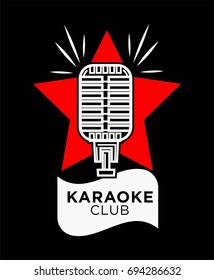 Karaoke club emblem with mic