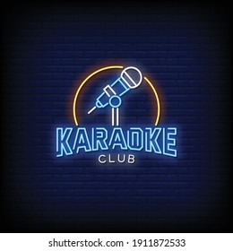 Karaoke Club logo Neon Signs Style Text Vector