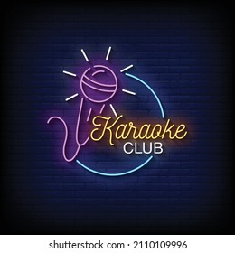 Karaoke Club Neon Signs Style Text Vector