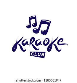 Karaoke club vector emblem created using musical notes, design elements for karaoke club flyers cover design.