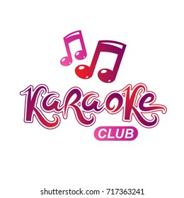 Karaoke club vector emblem created using musical notes, design elements for karaoke club flyers cover design.