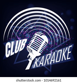 Karaoke club vector label design. Karaoke music club label