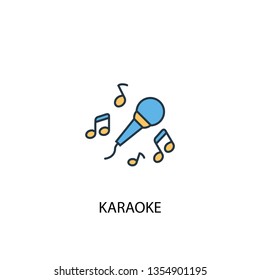 Karaoke concept 2 colored line icon. Simple yellow and blue element illustration. Karaoke concept outline symbol design